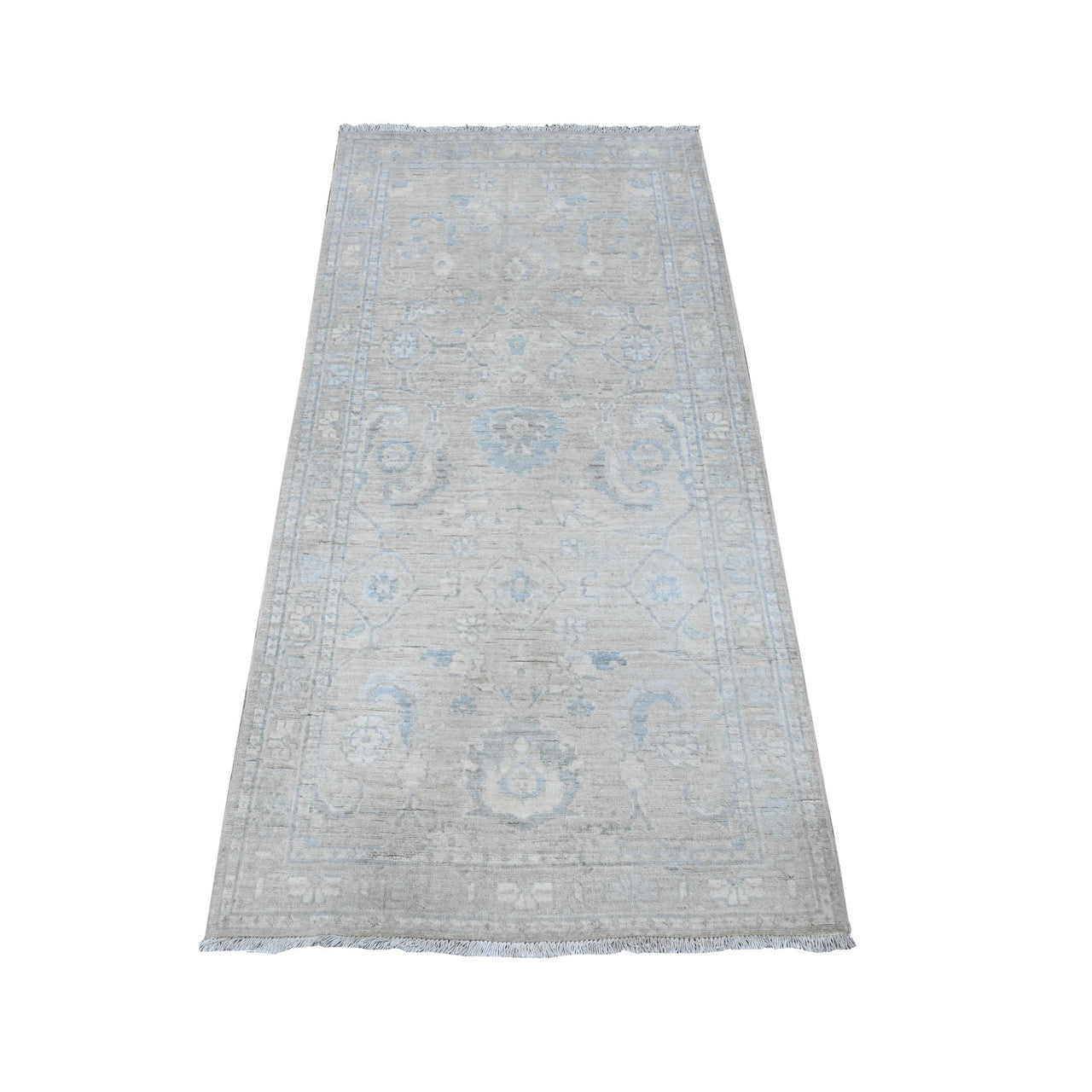 Gray 2'9" x 5'6" Oushak And Peshawar Hand knotted Wool Rug - Sku: O089718
