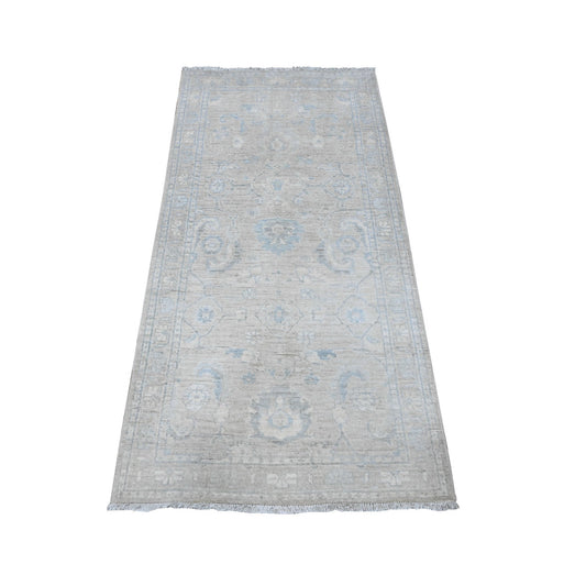 Oushak And Peshawar Wool Hand Knotted Rug Grey Silver 2.9X5.6 -O089718
