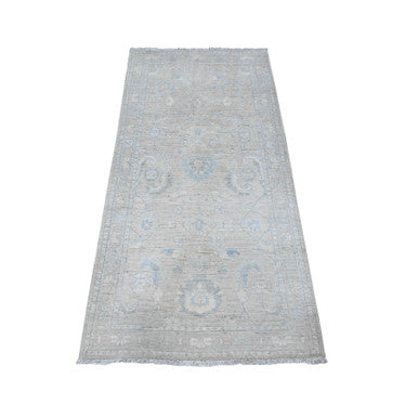 Oushak And Peshawar Wool Hand Knotted Rug Grey Silver 2.9X5.6 -O089718
