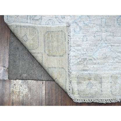 Oushak And Peshawar Wool Hand Knotted Rug Ivory Ivory 2.11X9.4 -O089721