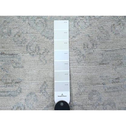 Oushak And Peshawar Wool Hand Knotted Rug Ivory Ivory 2.11X9.4 -O089721