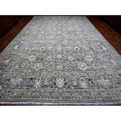 Traditional Wool Hand Knotted Rug Grey 11.11X17.11  -O089723