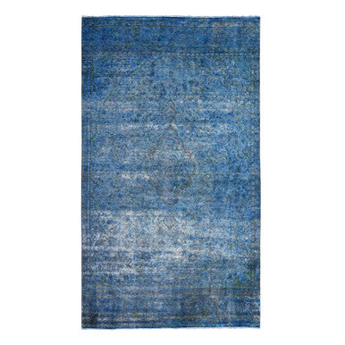 Overdyed & Vintage Wool Hand Knotted Rug Blue Blue 7.2X12.5 -O089725