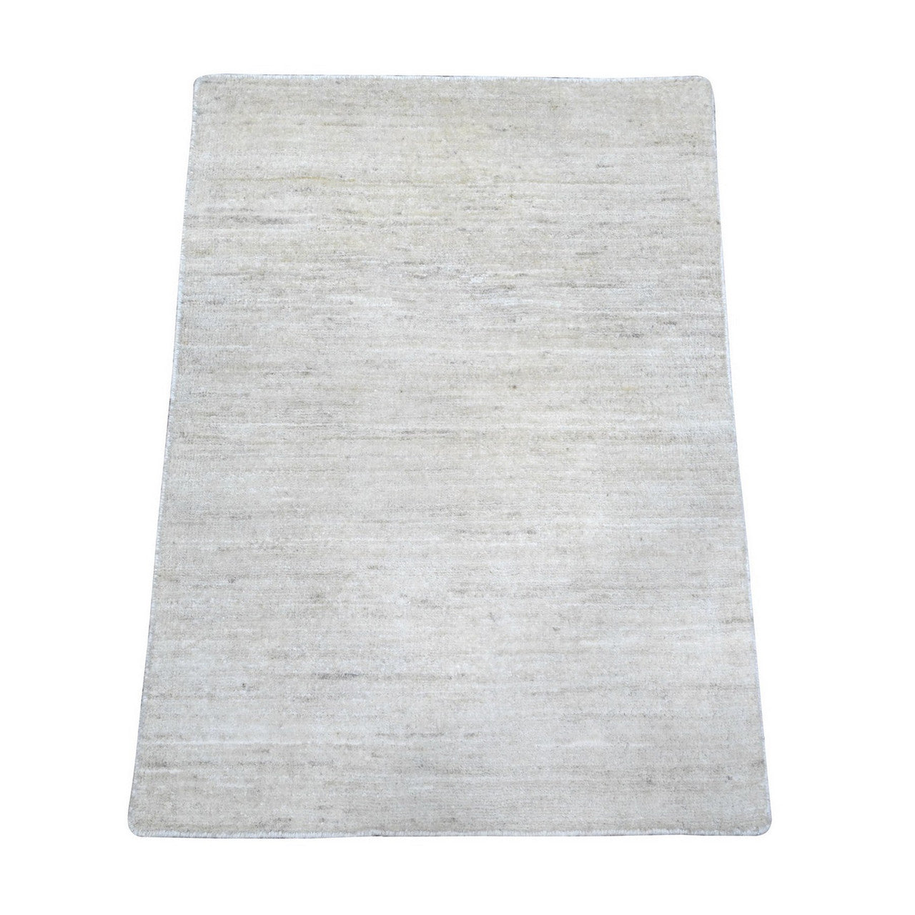 Ivory 2'1" x 3'0" Modern and Contemporary Hand knotted Wool Rug - Sku: O089733