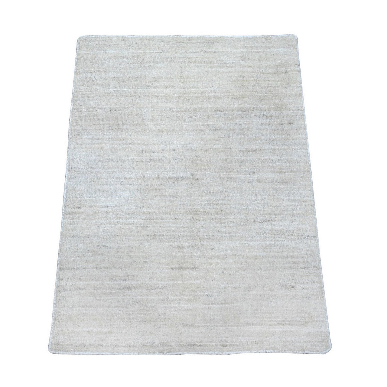 Ivory 2'1" x 3'0" Modern and Contemporary Hand knotted Wool Rug - Sku: O089734