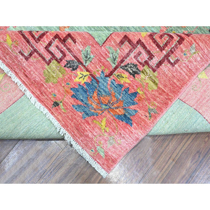 Fine Oriental Wool Hand Knotted Rug Green 9.0x11.9 -O089735