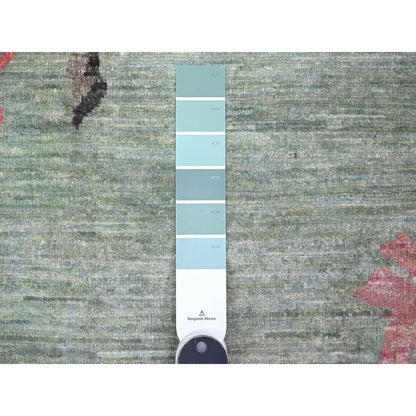 Fine Oriental Wool Hand Knotted Rug Green 9.0x11.9 -O089735