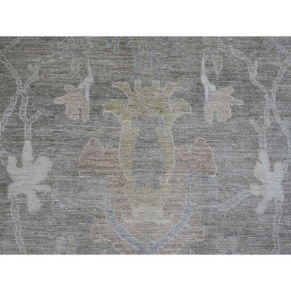 Oushak And Peshawar Wool Hand Knotted Rug Brown 13.11x23.3 -O089740