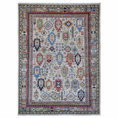 Oushak And Peshawar Wool Hand Knotted Rug Grey 8.9x11.10 -O089747