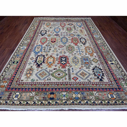 Oushak And Peshawar Wool Hand Knotted Rug Grey 8.9x11.10 -O089747