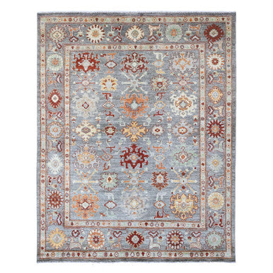 Oushak And Peshawar Wool Hand Knotted Rug Grey 7.10x9.9 -O089759