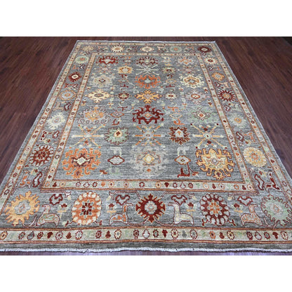 Oushak And Peshawar Wool Hand Knotted Rug Grey 7.10x9.9 -O089759