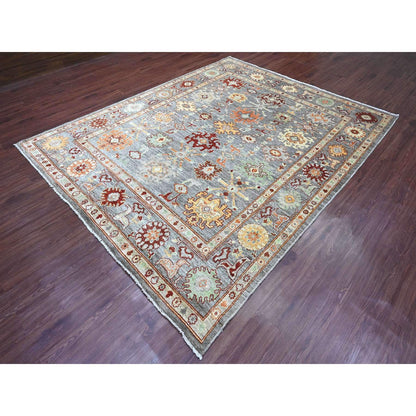 Oushak And Peshawar Wool Hand Knotted Rug Grey 7.10x9.9 -O089759