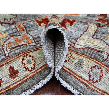 Oushak And Peshawar Wool Hand Knotted Rug Grey 7.10x9.9 -O089759