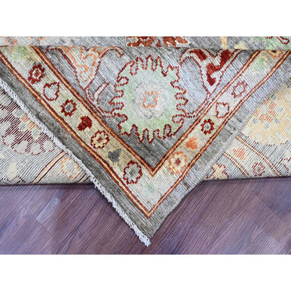 Oushak And Peshawar Wool Hand Knotted Rug Grey 7.10x9.9 -O089759