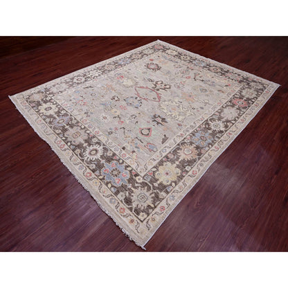 Oushak And Peshawar Wool Hand Knotted Rug Brown 8.2x9.8 -O089760