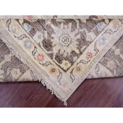 Oushak And Peshawar Wool Hand Knotted Rug Brown 8.2x9.8 -O089760