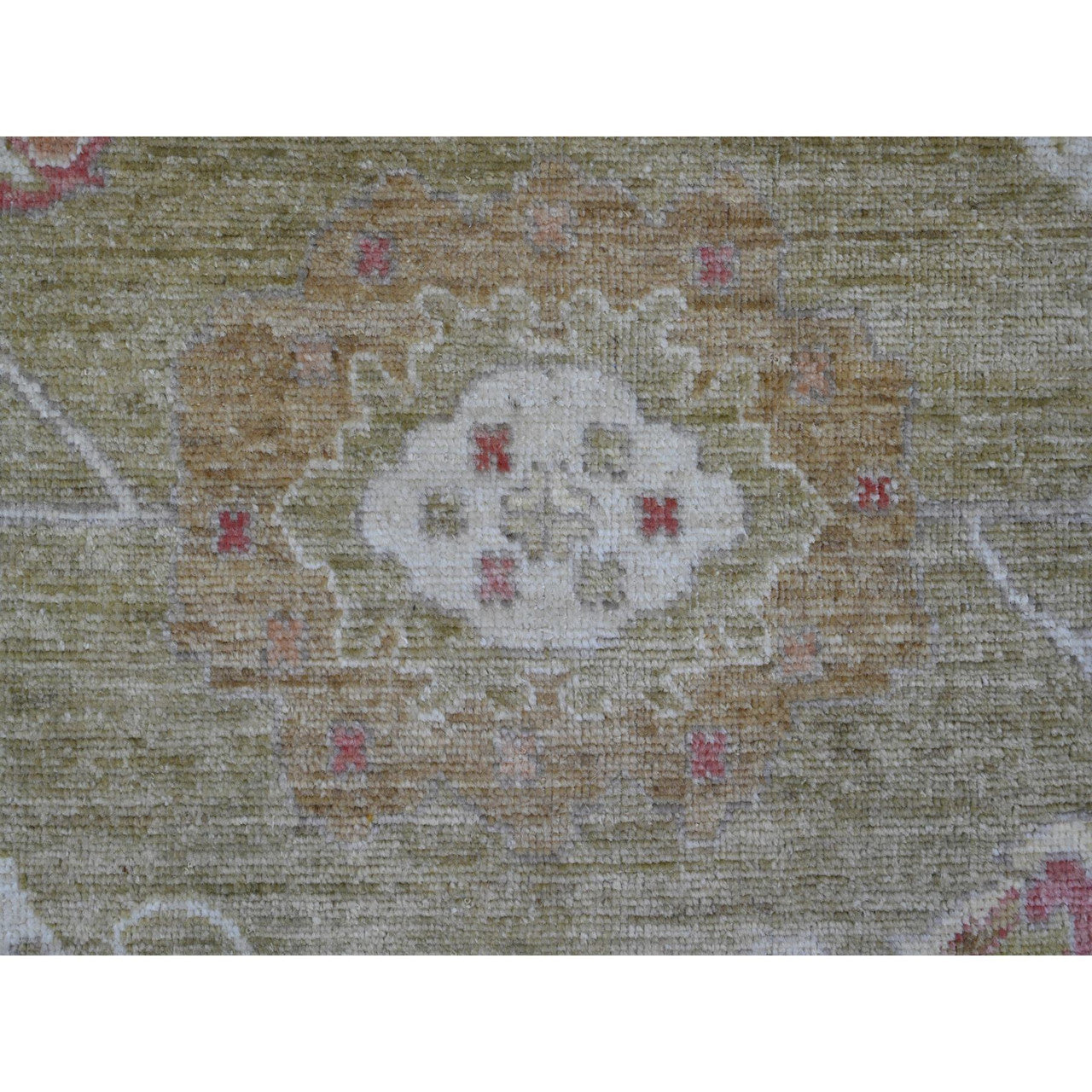 Green 8'1" x 9'7" Oushak And Peshawar Hand knotted Wool Rug - Sku: O089767