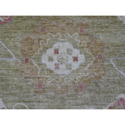 Oushak And Peshawar Wool Hand Knotted Rug Green 8.1x9.7 -O089767