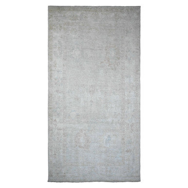 Oushak And Peshawar Wool Hand Knotted Rug Grey 7.8x14.10 -O089768
