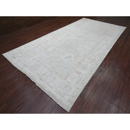 Oushak And Peshawar Wool Hand Knotted Rug Grey 7.8x14.10 -O089768
