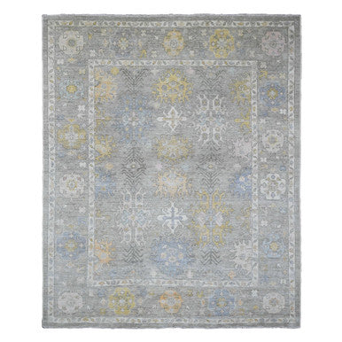 Oushak And Peshawar Wool Hand Knotted Rug Grey 8.0x9.7 -O089769