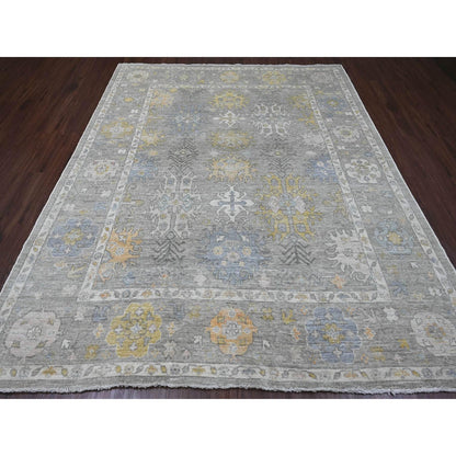 Oushak And Peshawar Wool Hand Knotted Rug Grey 8.0x9.7 -O089769