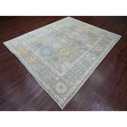 Oushak And Peshawar Wool Hand Knotted Rug Grey 8.0x9.7 -O089769