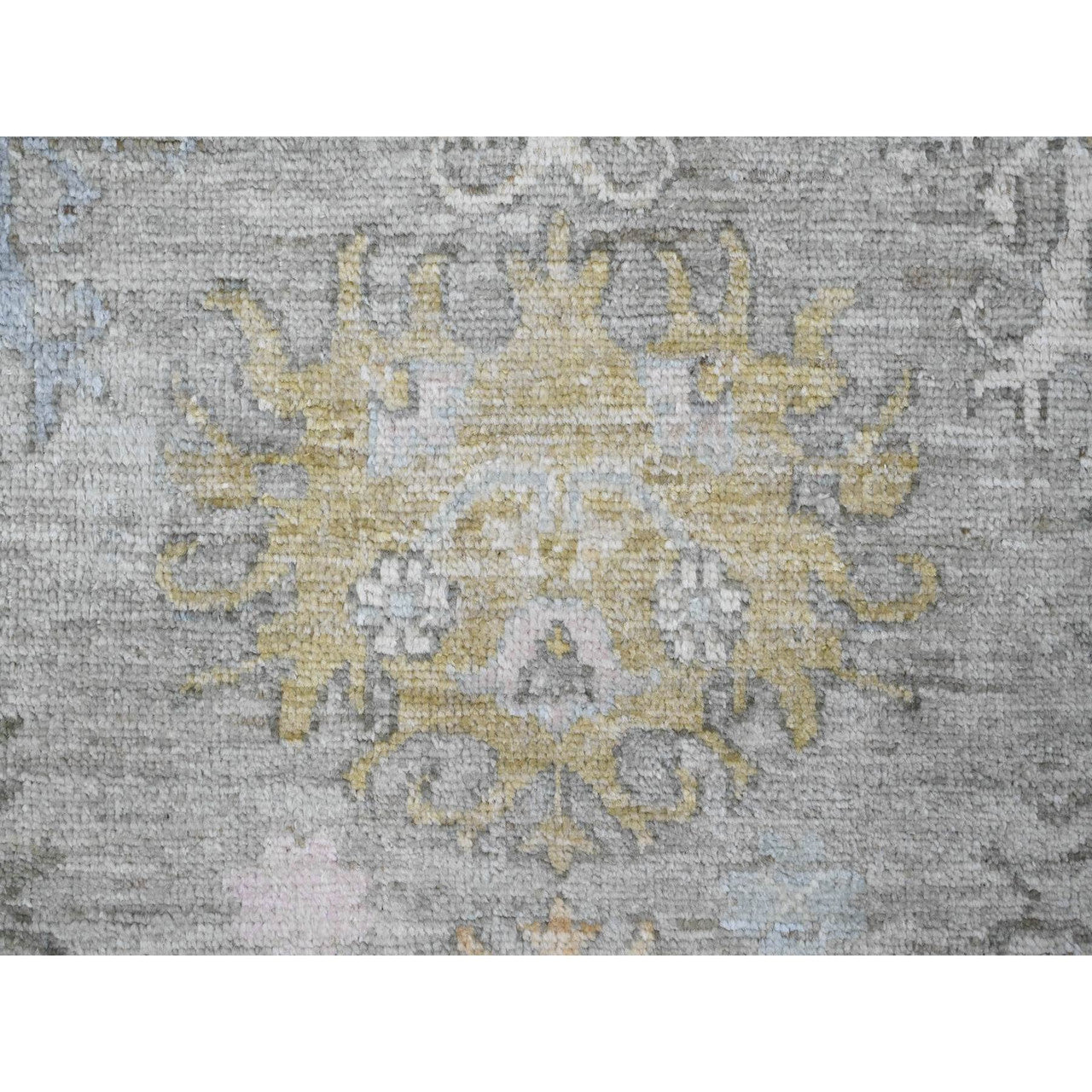 Gray 8'0" x 9'7" Oushak And Peshawar Hand knotted Wool Rug - Sku: O089769