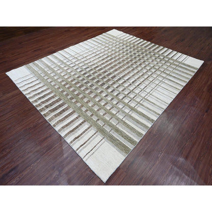 Modern and Contemporary Wool Hand Knotted Rug Brown 8.0x9.9 -O089773