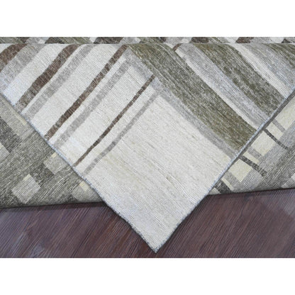 Modern and Contemporary Wool Hand Knotted Rug Brown 8.0x9.9 -O089773