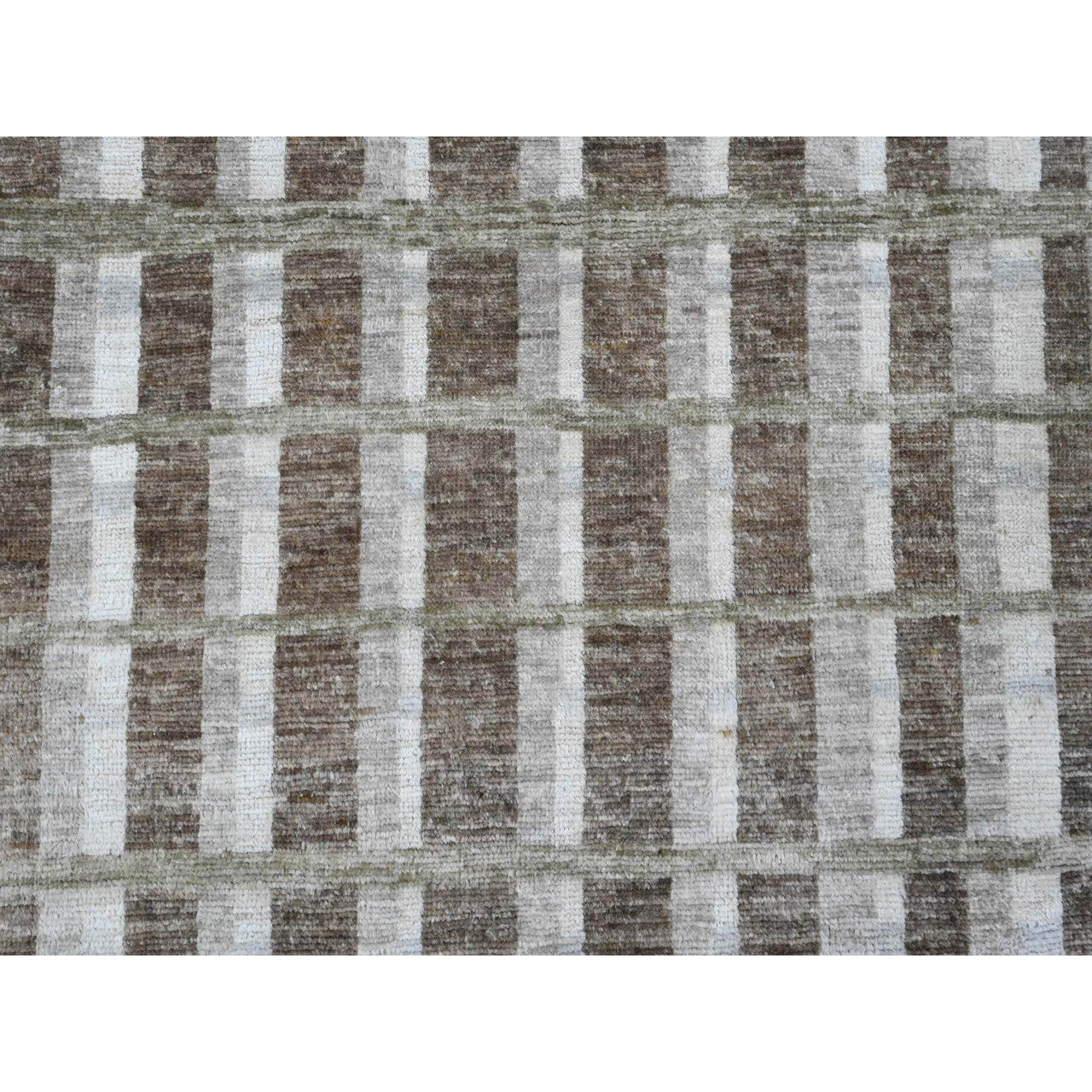 Brown 8'0" x 9'9" Modern and Contemporary Hand knotted Wool Rug - Sku: O089773