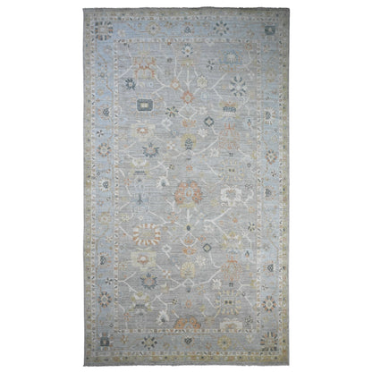 Oushak And Peshawar Wool Hand Knotted Rug Grey 9.9x17.3 -O089775