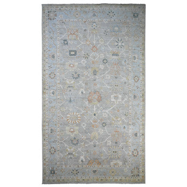 Oushak And Peshawar Wool Hand Knotted Rug Grey 9.9x17.3 -O089775