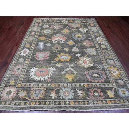 Oushak And Peshawar Wool Hand Knotted Rug Brown 7.11x9.10 -O089777
