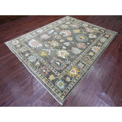 Oushak And Peshawar Wool Hand Knotted Rug Brown 7.11x9.10 -O089777