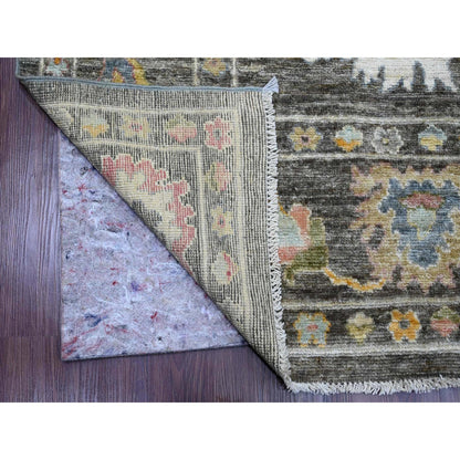Oushak And Peshawar Wool Hand Knotted Rug Brown 7.11x9.10 -O089777