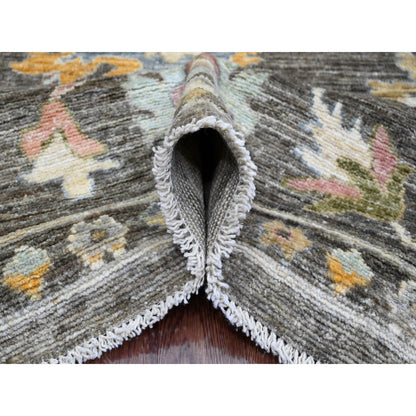 Oushak And Peshawar Wool Hand Knotted Rug Brown 7.11x9.10 -O089777