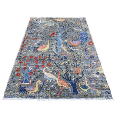Oushak And Peshawar Wool Hand Knotted Rug Grey 5.0x6.9 -O089790