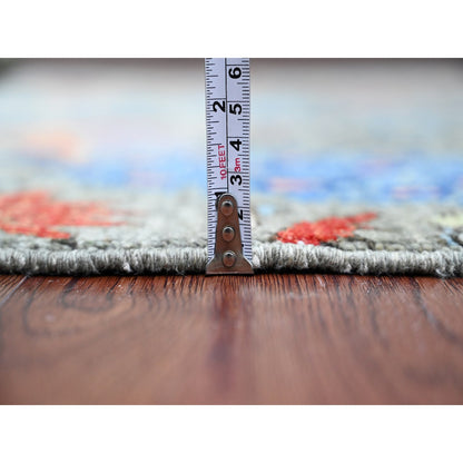Oushak And Peshawar Wool Hand Knotted Rug Grey 5.0x6.9 -O089790