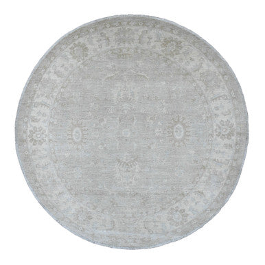 Oushak And Peshawar Wool Hand Knotted Rug Grey 7.8x7.11 -O089795