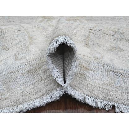 Oushak And Peshawar Wool Hand Knotted Rug Grey 7.8x7.11 -O089795