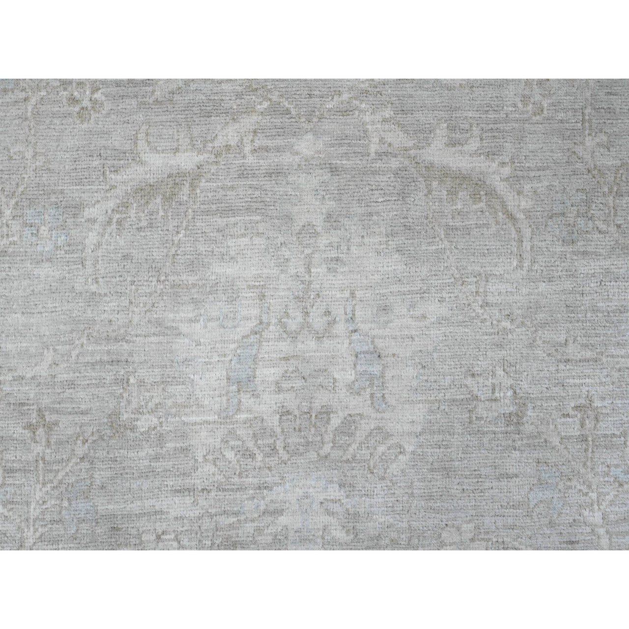 Gray 7'8" x 7'11" Oushak And Peshawar Hand knotted Wool Rug - Sku: O089795