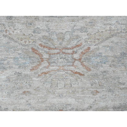 Oushak And Peshawar Wool Hand Knotted Rug Ivory 7.7x7.9 -O089796