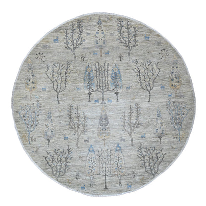 Oushak And Peshawar Wool Hand Knotted Rug Grey 7.11x8.0 -O089797