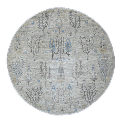 Oushak And Peshawar Wool Hand Knotted Rug Grey 7.11x8.0 -O089797