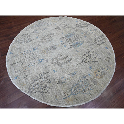 Oushak And Peshawar Wool Hand Knotted Rug Grey 7.11x8.0 -O089797