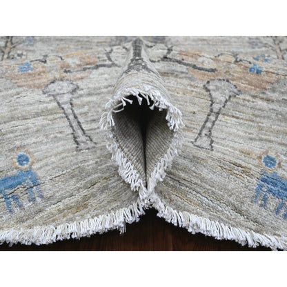 Oushak And Peshawar Wool Hand Knotted Rug Grey 7.11x8.0 -O089797