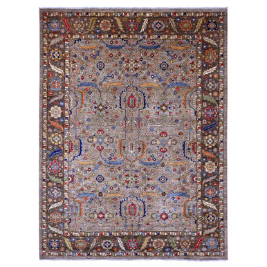 Oushak And Peshawar Wool Hand Knotted Rug Grey 10.0x13.4 -O089798
