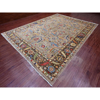 Oushak And Peshawar Wool Hand Knotted Rug Grey 10.0x13.4 -O089798